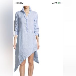 Frank Eileen size XS Drake’s linen long sleeve assemitrical women’s dress